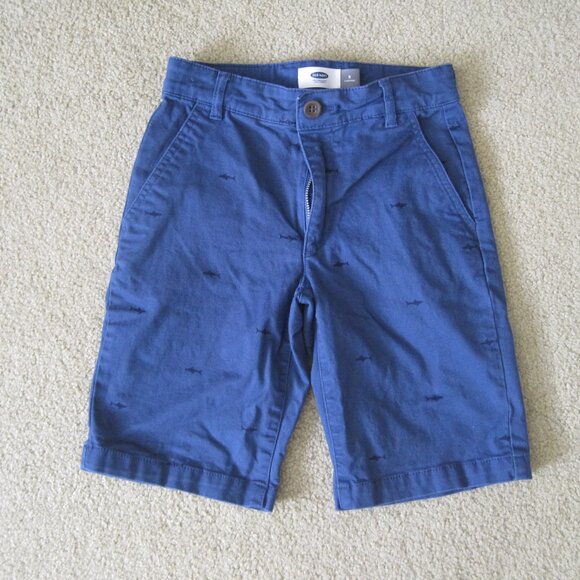 Set of 2 Old Navy Boy’s 8 Slim Navy Blue Shark Khaki Tan Ecru Shorts Summer - Picture 9 of 13